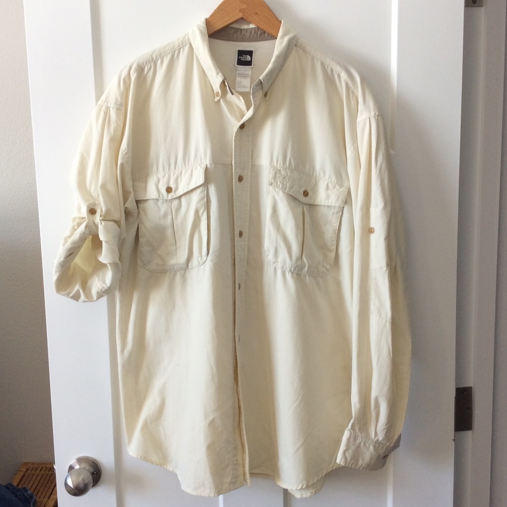 The North Face Mens Outdoor Long sleeve Button-up shirt -Large - Natural